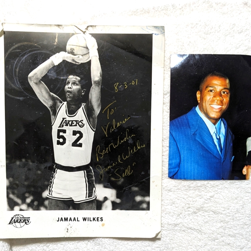 Unframed Lakers Pictures Magic Jphnson & Jamaal Wilkex